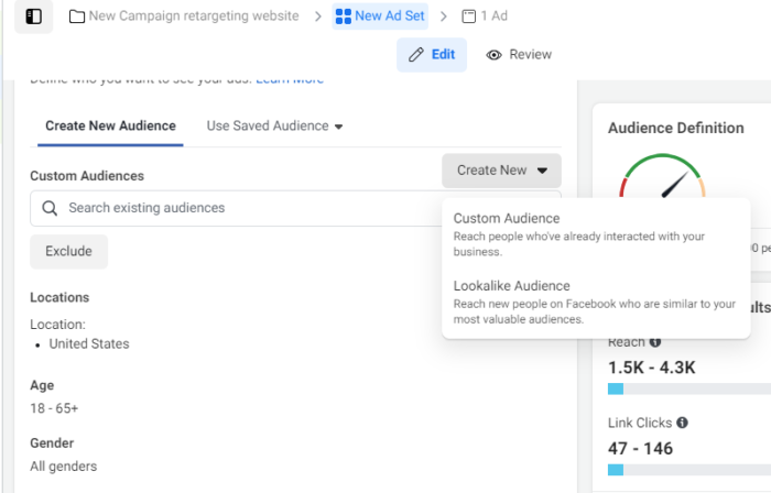 retargeting custom audience