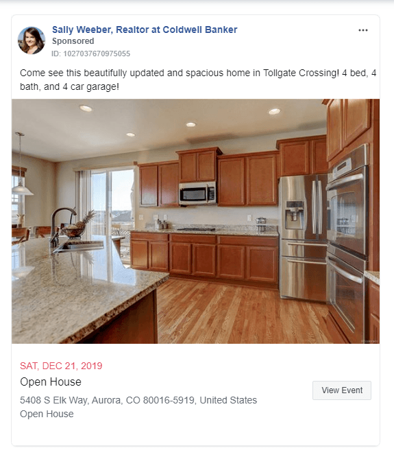 FB ads for real estate- Open house photo