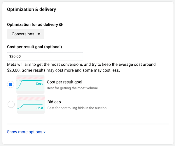 Facebook ads bidding strategies- Cost Per Goal Results